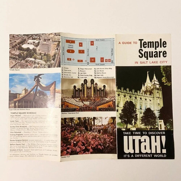 Vintage Temple Square Salt Lake City Discover Utah Guide Brochures Pamphlets - Picture 12 of 12
